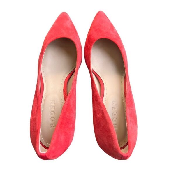 Boden Classic Suede Heels Hot Pepper Red Suede 37 - Picture 6 of 6